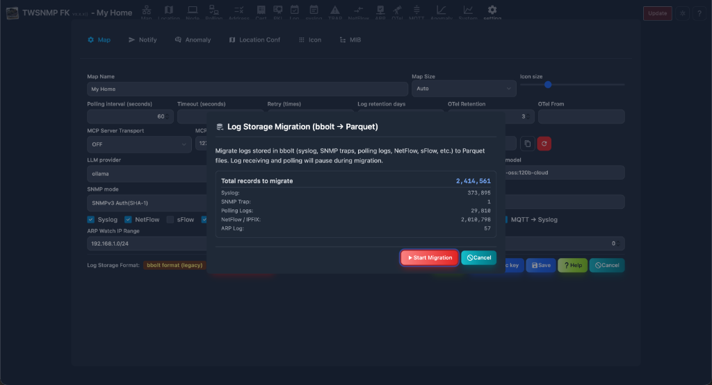 Log Migration Dialog